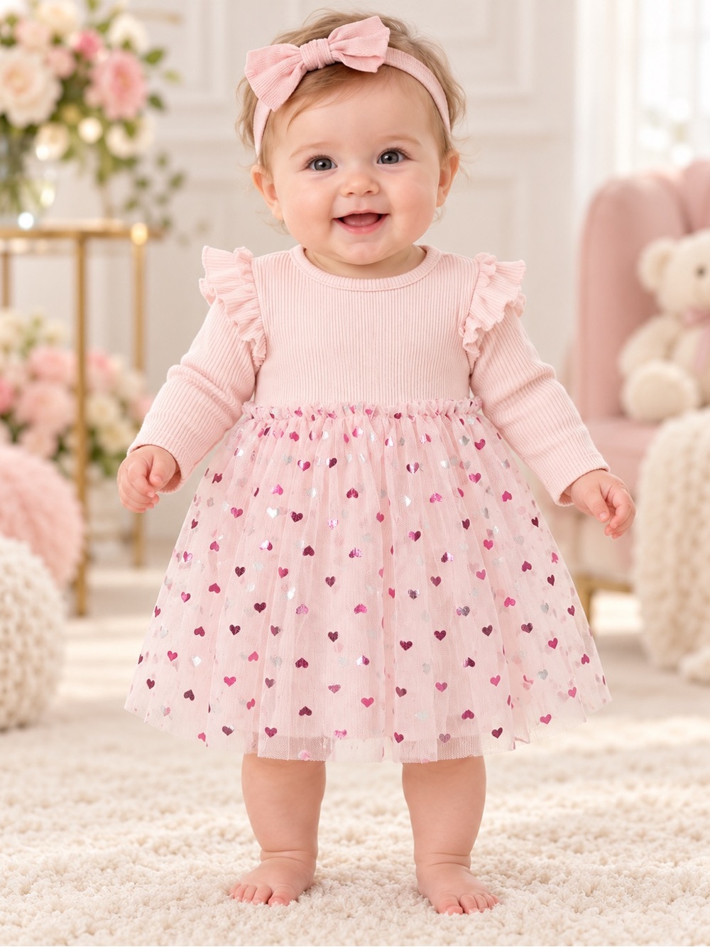 Madison Layne 12M Pink Heart Tulle Bodysuit Dress